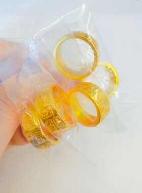 金店同款8mm吉言八宝戒指中国风
