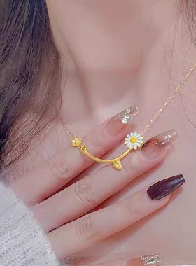 小雏菊项链女新款黄金色太阳花锁