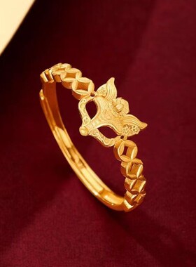 越南沙金钱币花狐狸戒指女灵狐面