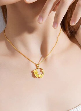 桂花吊坠高级感女款黄金色项链仿