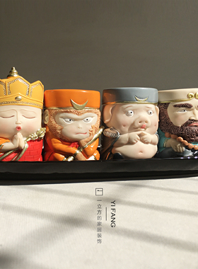 可爱奇趣猴子西游记师徒雕塑摆件