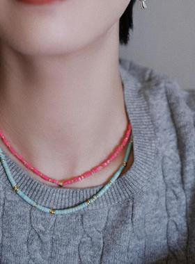 ins风小众设计感串珠锁骨链