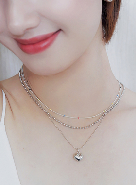 小彩珠细链叠戴项链珠珠链