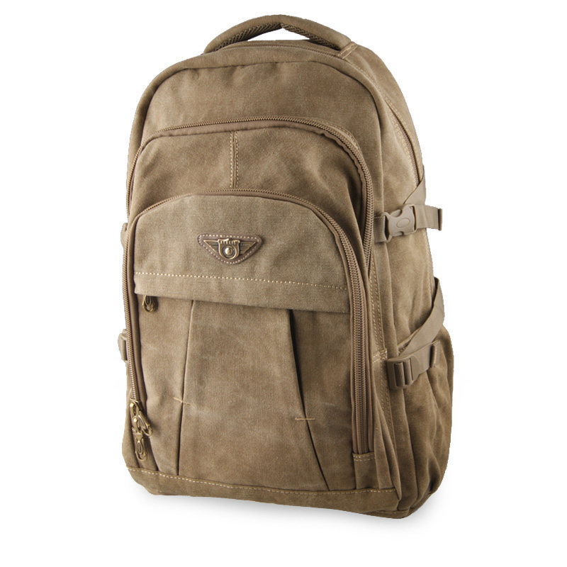 男帆布超大容量户外徒步17寸登山包 轻骑者双肩背包