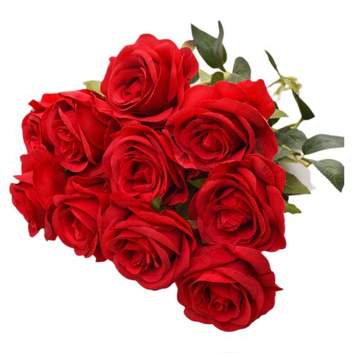 玫瑰花仿真花情人节塑料假花束家居摆件客厅餐桌插花干花摆设装饰 - 图3