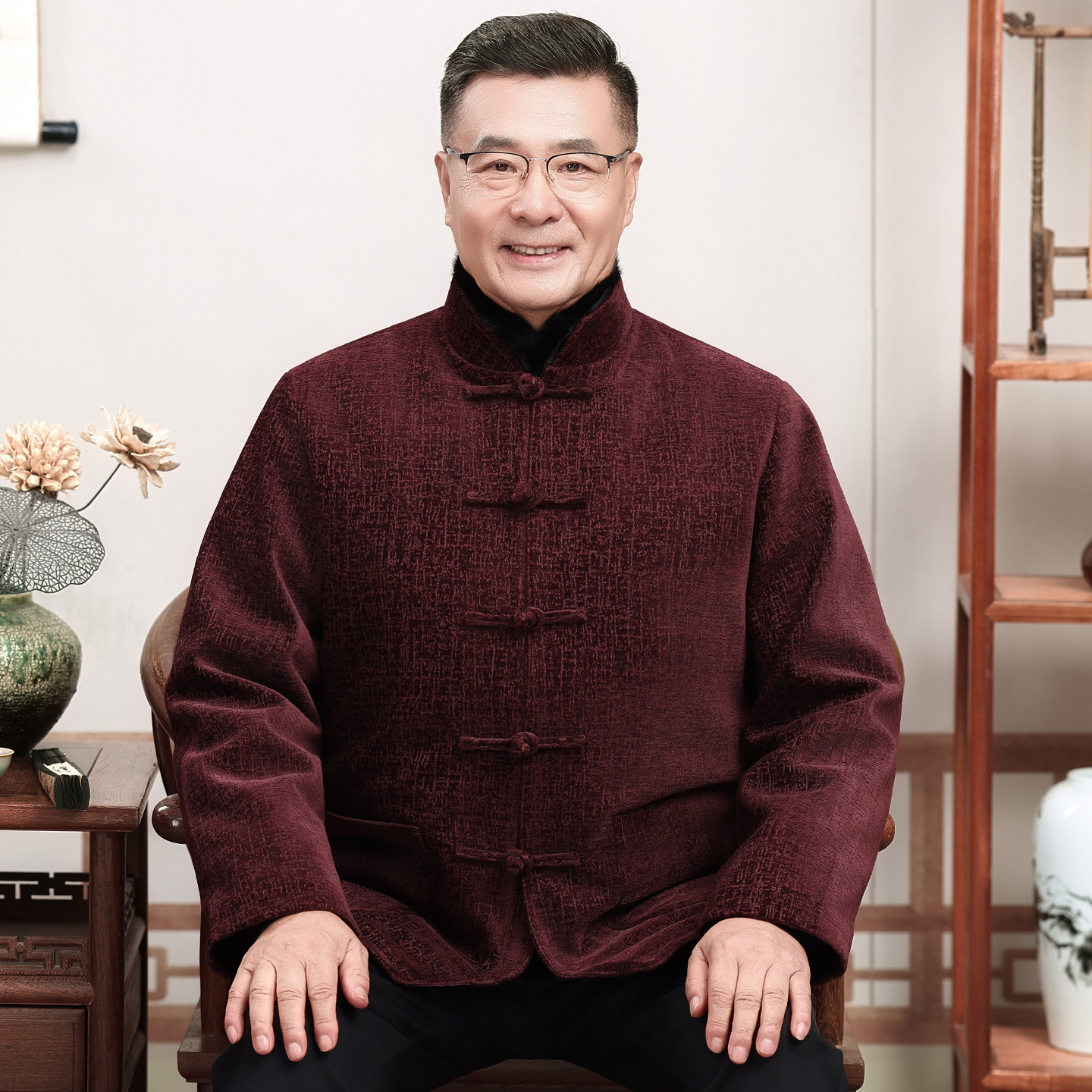 男士唐装中老年加绒可拆卸内胆防寒活里活面套装爸爸爷爷冬装外套,淘宝优惠券,粉丝福利购,淘宝优惠卷