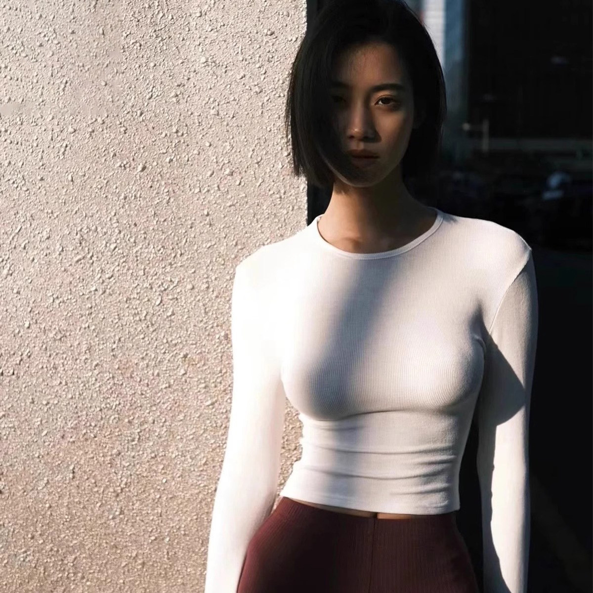 ALOURBAN 露脐健身T恤女短款紧身瑜伽服长袖内搭罗纹弹力打底衫,淘宝优惠券,粉丝福利购,淘宝优惠卷