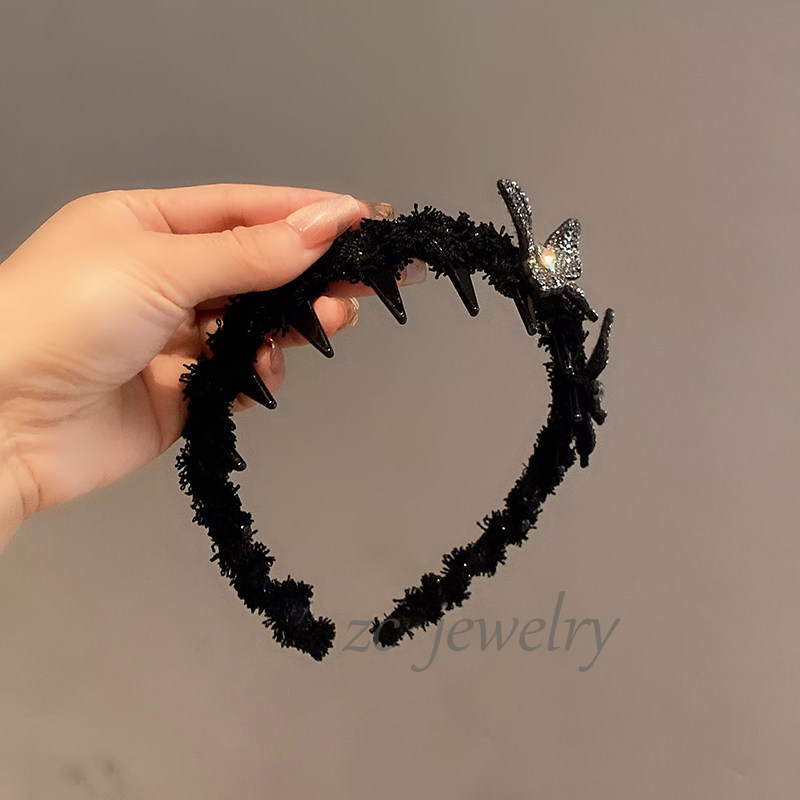 韩版东大门新款黑色闪钻蝴蝶发箍女高级感时尚外出高颅顶发卡头箍,淘宝优惠券,粉丝福利购,淘宝优惠卷