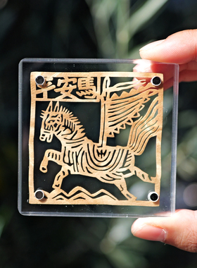 植物扎染纸雕甲马瓦猫磁吸冰箱贴