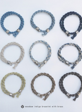 手工植物蓝染手链手绳棉麻