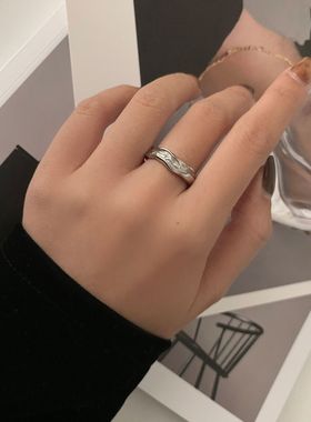 韩国东大门几何不规则扭曲波浪戒指ins复古气质极简食指戒女指环