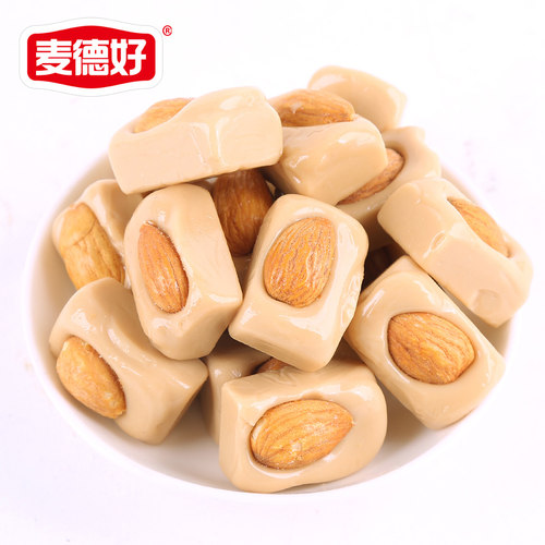 麦德好果仁奶脆巴旦木酥糖500g结婚婚庆喜糖果批散装休闲零食小吃 - 图0
