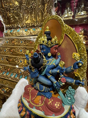 台湾工艺精工铜彩绘密集金刚铜像15CM