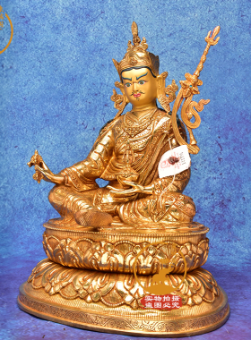 尼泊尔手工篆刻莲花生大士铜像
