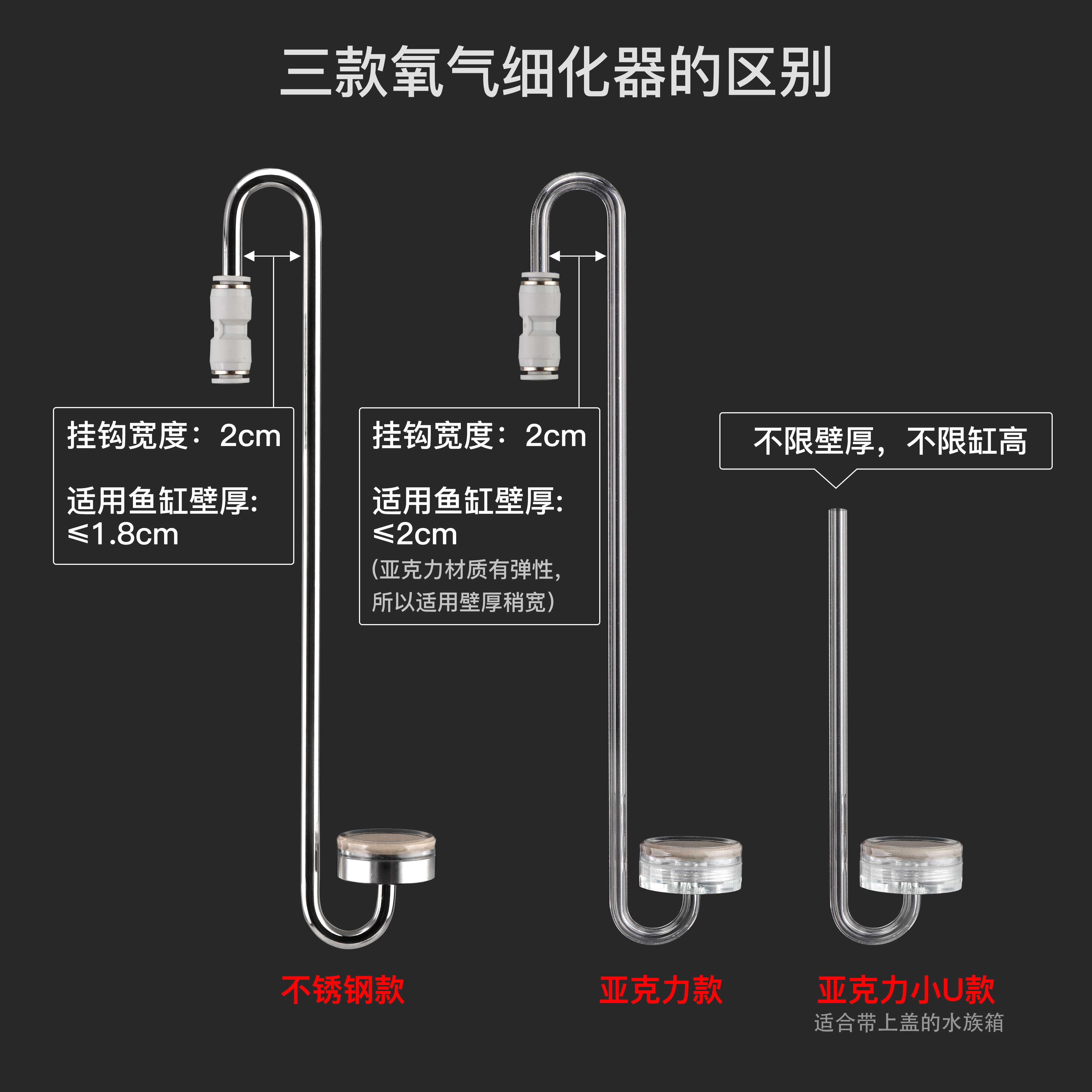 无忧空气细化器氧泵套装不锈钢亚克力纳米气盘石多款鱼缸加氧器-图0