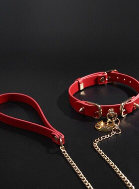 AuraCollar轻奢真皮项圈牵引绳原创铆钉朋克choker项圈亚文化情侣