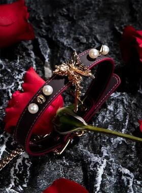 Aura Collar轻奢choker温感变色项圈蝴蝶铆钉十字架挂坠颈带真皮