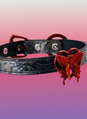 Aura Collar轻奢真皮choker项圈牵引绳Puppy朋克暗黑爱心铃铛项圈