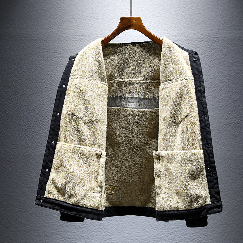 啄木鸟品牌牛仔外套男高端高级感新款爆款大码黑色春秋季加绒夹克,淘宝优惠券,粉丝福利购,淘宝优惠卷