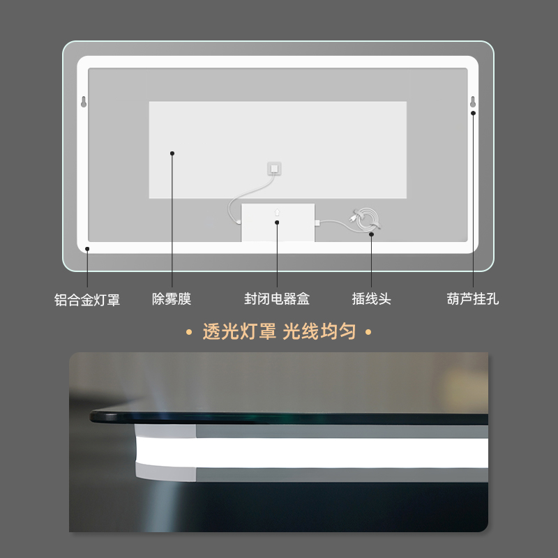 智能浴室镜大尺寸壁挂卫浴镜led带灯镜子卫生间挂墙式洗手间定制