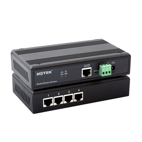 宇泰 以太网通讯模块串口服务器TCP/IP转4口RS-232/485/422转换器UT-6004 100M工业级网络转换器ModBus网关 - 图0