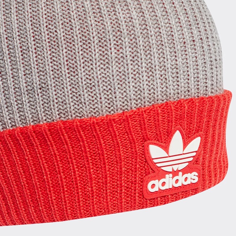 adidas三叶草专柜正品男女冷帽针织休闲拼色时尚运动毛线帽H35511 - 图2