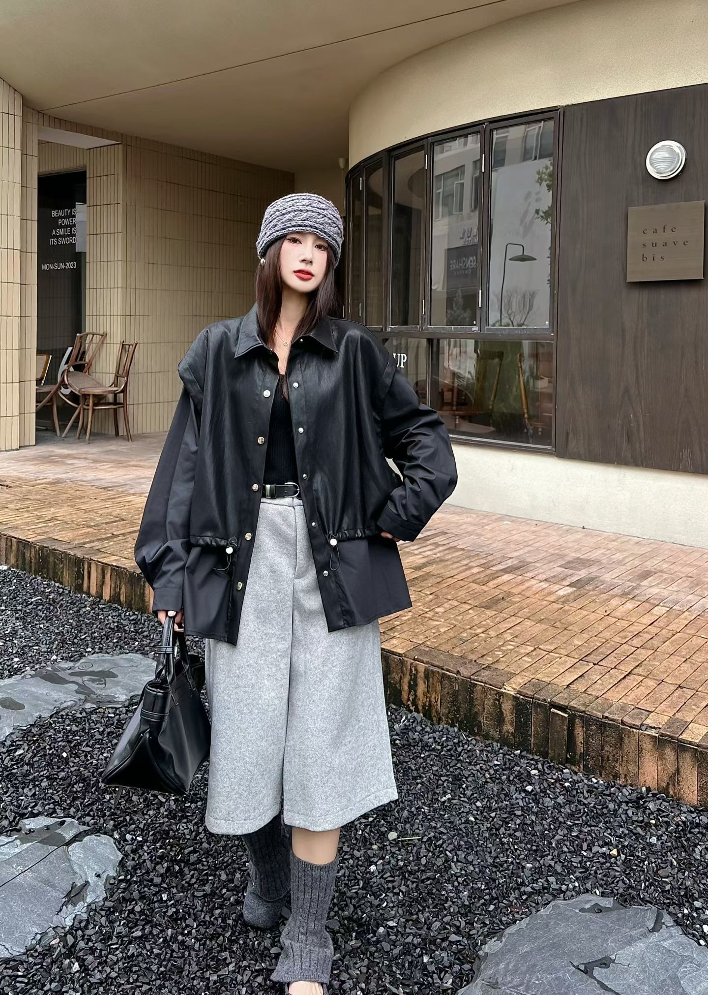 2025新款韩版宽松显瘦百搭翻领长袖外套女休闲上衣 - 图1