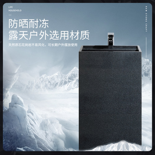 冠石汇北欧一体立柱盆落地式家用大理石洗手台阳台户外庭院洗脸盆 - 图2