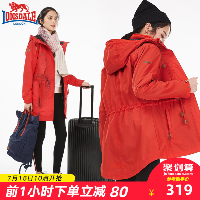 龍獅戴爾戶外衝鋒衣女三合一中長款可拆卸冬季加絨加厚外套男潮牌