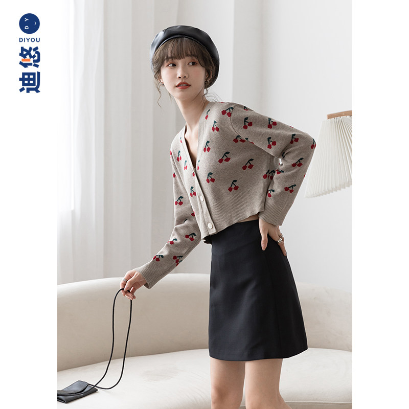 秋季新款2020小清晰樱桃针织毛衣 迪悠毛针织衫