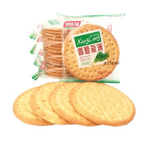 优乐福香葱盐薄饼干4月产整箱发酵咸味办公室休闲代餐小包零食品-图3