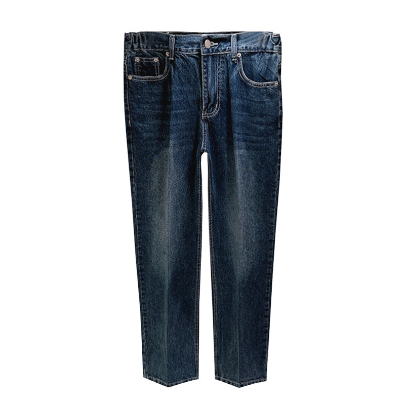 秋季复古水洗潮流蓝色裤子男九分裤时尚新款高级休闲牛仔裤男直筒,淘宝优惠券,粉丝福利购,淘宝优惠卷
