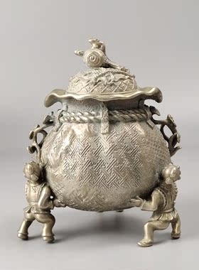 二上元威二上常太郎造宝袋形日本铜香炉日本回流茶具