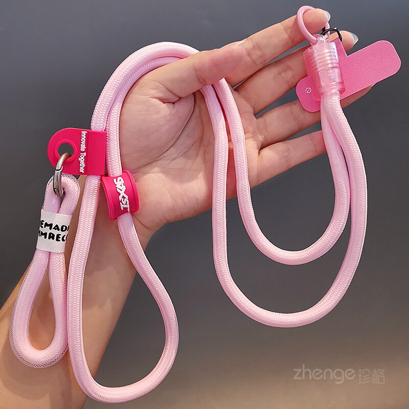 Mobile phone lanyard cross-body wearable long style with ring pendant