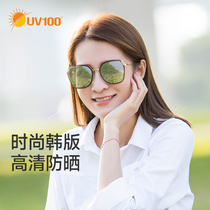 UV100 sunglasses womens anti-UV grid red driving riding new fashion sunscreen South Korean version sunglasses 20310