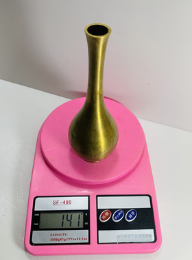Vintage黄铜花瓶摆件 创意花器海外古玩家居装饰高端奢华孤品铜器