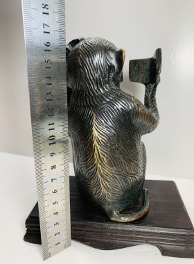 Vintage黄铜爱读书的小猴子摆件 家居装饰 高端奢华 回流孤品铜器