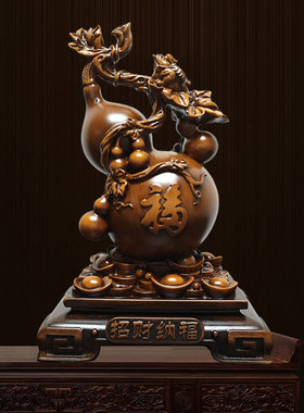 新款招米纳福开业葫芦中式摆件客厅玄关酒柜电视柜办公室