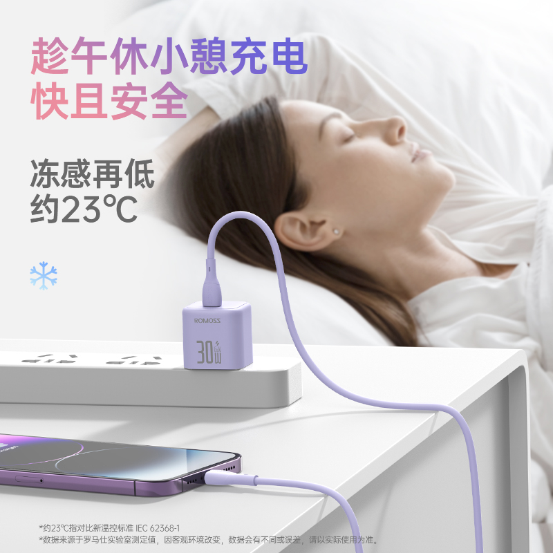 罗马仕充电器PD快充头20W30W小果冻氮化镓彩色 适用于苹果14/15/16ProMax通用 闪充正品手机数据线充电线套装