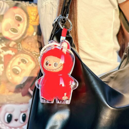 labubu拉布布心底密码4.0保护壳四代搪胶公仔透明防尘罩痛包展示 - 图0