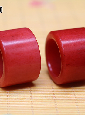 骆驼骨血色直筒大扳指指环