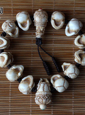 鹿角雕刻各异骷髅手串手链