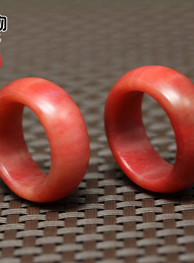 骆驼骨沁血色高密高油戒指跑环