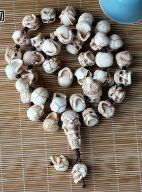 鹿角雕刻骷髅各不相同项链长串