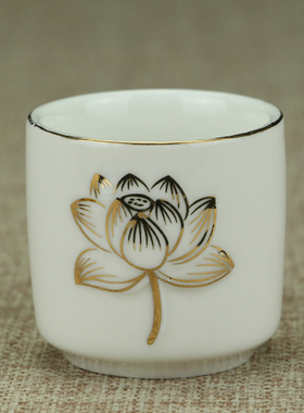 陶瓷水杯家居摆件佛前小号莲花杯