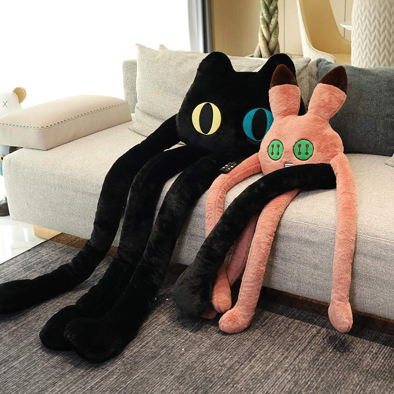 长腿黑猫咪玩偶兔子抱枕陪睡觉超大号公仔女生布娃娃巨型毛绒玩具 - 图0