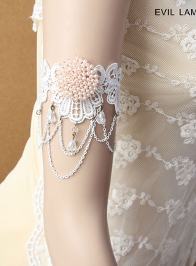 蕾丝臂环女复古流苏洛丽塔珍珠