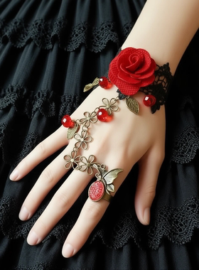 红色戒指一体链结婚洛丽塔夸张