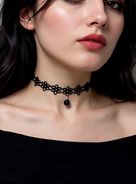 黑色蕾丝颈链配饰复古网红颈饰新款锁骨项链女气质少女闺蜜洛丽塔