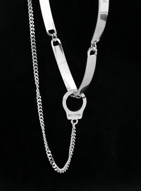 欧美暗黑系酷味手铐项链潮流choker时装秀项链个性嘻哈ins冷淡风